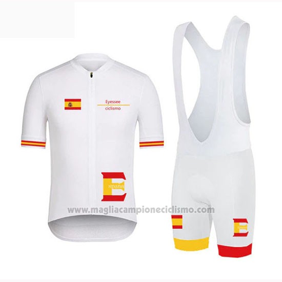 2019 Abbigliamento Ciclismo Vuelta Espana Bianco Manica Corta e Salopette